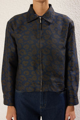 TRENDYOLMILLA Cok Renkli Regular Gomlek Yaka Jakarl? Ince Ceket Mont TWOSS25MO00015  фото 3