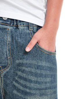 Джинсы свободного кроя на резинке 33-6900 синий - Mini maxi фото 10