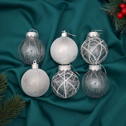 Ёлочные игрушки Зимняя долина, шары новогодние, d=6 см, набор 6 шт., серебро - Зимнее волшебство фото 3