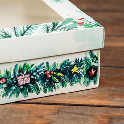 Цена за 5 шт. Коробка складная, крышка-дно, с окном Новогодняя ёлка 21 х 15 х 7 см - UPAK LAND фото 3