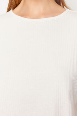 Trendyolmilla Lacivert Slogan Bask?l? Lastik Detayl? Fitilli T-shirt-Pantolon Orme Pijama THMSS21PT1016  фото 4