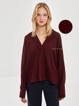 G?mlek Yaka Gofre Kad?n Bluz