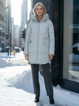 Куртка зимняя женская с капюшоном модная голубого цвета 3193Gl - Visdeer фото 22