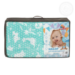 Динопарк Набор для новорожденных Динопарк/Борта:6шт; Подушка:1 шт-40*60; Наволочка(клапан):1шт.-40*60; Простыня на резинке:1шт.-120*60; Одеяло:1шт.-110*90; Пододеяльник:1шт.-110*90 Набор в кроватку (бязь) - Артпостелька фото 8