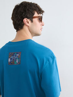 Bisiklet Yaka Bask?l? Penye Erkek Ti??rt