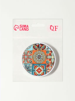 Зеркало складное «Витраж», d=7.3 см, с увеличением х2, оранжевое/синее