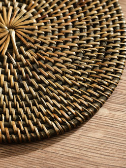 Салфетка сервировочная плетёная круглая, 20×20×0.5 см, ротанг