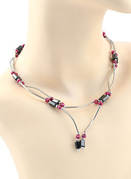 Бусы-браслет магнитные с гематитом 5*8мм, цв.малиновый, 90см Радуга камня  фото 4