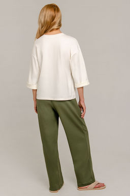 Арт. 10807 Пижама с брюками 44-52 (5 шт) Цвет:верх-молочный,низ-полынь