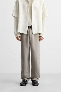 TEXTURED REGULAR FIT TROUSERS - Zara фото 22