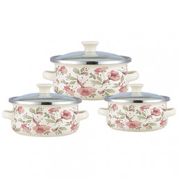 Набор мини-кастрюль эмаль ZEIDAN 6 пр (0,5л, 0,8л, 1,2л) с крыш, арт. Z-80623