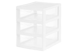 Органайзер 3-х секционный 25*19,5*26 см, белый/прозрачный (модель 596)