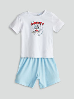 Mickey Mouse Bask?l? Erkek Bebek Ti??rt ve ?ort 2li
