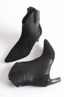 Siyah Suet Deri Detayl? Topuklu Kad?n Bilekte Bot
TAKAW26BO00048 - Trendyolmilla фото 4