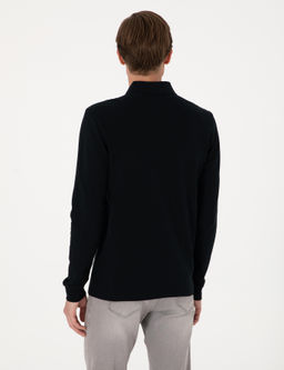 Siyah Slim Fit K_vr_lmaz Polo Yaka Basic Pike Sweatshirt - Pierre cardin фото 5
