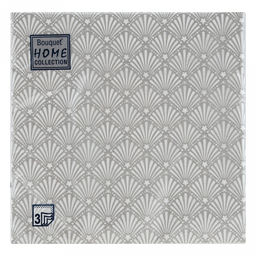 Салфетки бумажные Bouquet Home Collection Classic 33х33см, 3-х слойные, 20 штук в упаковке, 100% целлюлоза, Серебряный веер (Россия)  фото 2