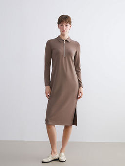 B?y?k Beden Polo Yaka Y?rtma?l? Elbise