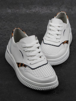 03-C930-9A WHITE Полуботинки спортивные женские (натуральная кожа)