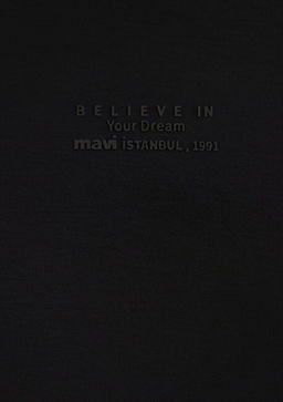 Uzun Kollu Siyah Tisort - Mavi фото 6