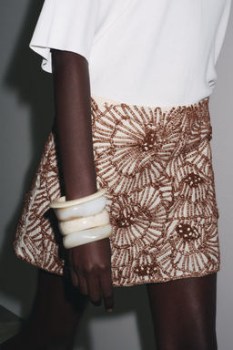 ZW COLLECTION FLORAL EMBROIDERY MINI SKIRT - Zara фото 5