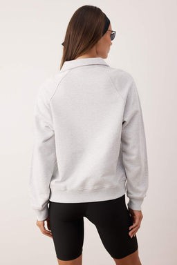 Gri Melanj Patl? Regular/Normal Kal?p Kal?n Ici Polarl? Orme Sweatshirt TWOAW26SW00208