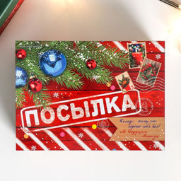 Новогодняя шкатулка-посылка "Ящик" 19х14см