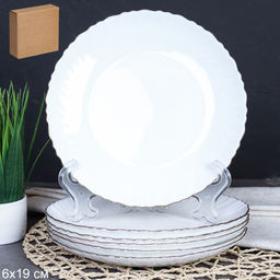 Набор тарелок 6 штук 190 мм белая Золотая отводка / LHP-75XN (White Gold ) /уп 12/