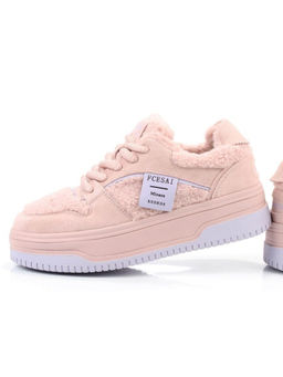 04-P124-2C PINK Кроссовки демисезонные женские (натуральная замша, искусственный мех)