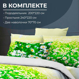 Комплект постельного белья Евростандарт, бязь ГОСТ (Ромашковое поле) - Ивановотекстиль фото 2