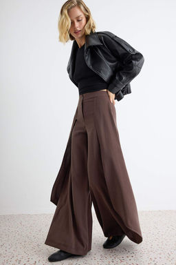 Kahverengi Extra Geni_ Pa_a /Wide Leg Yumu_ak Kuma_ Pantolon TWOAW27PL00030