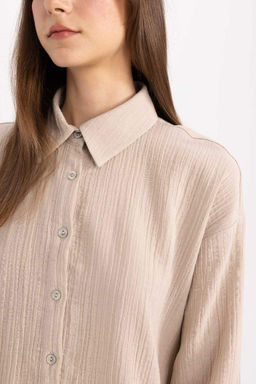 Муслиновая рубашка-туника с длинными рукавами Relax Fit - Defacto фото 4