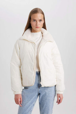 Куртка из искусственного меха обычного кроя с воротником-стойкой - Defacto фото 5