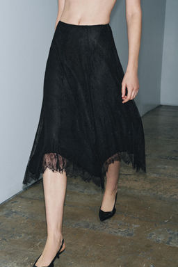 ZW COLLECTION LACE MIDI SKIRT - Zara фото 3