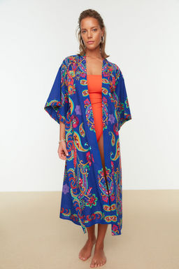 Etnik Desenli Kusakl? Midi Dokuma %100 Pamuklu Plaj Kimono&Kaftan TBESS22KM0023 - Trendyolmilla фото 5