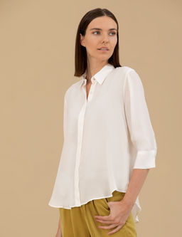 Beyaz Cupro Comfort Fit Uzun Kollu G_mlek