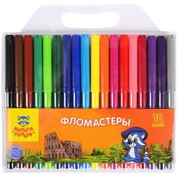 Фломастеры Мульти-Пульти "Енот в Италии" 18цв. (WP_10728) смываемые