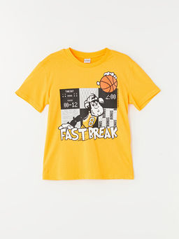 Bisiklet Yaka Nostaljik Maymun Bask?l? K?sa Kollu Erkek ?ocuk Ti??rt