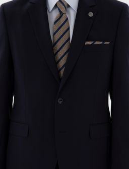 Lacivert Slim Fit Y_n Tak_m Elbise