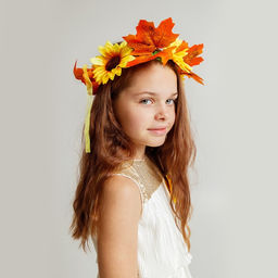 Карнавальный набор «Осенние цветы»: венок с подсолнухами и брошь