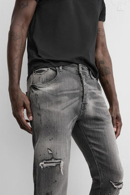 RIPPED SKINNY JEANS WITH PAINT SPLATTER - Zara фото 5