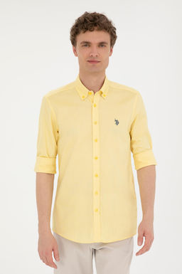 U. S. Polo Assn / Мужская желтая базовая рубашка с длинным рукавом - U.s. polo assn фото 10