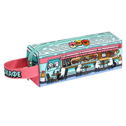 Пенал школьный Феникс+, арт.71962/ 24 КОТОКАФЕ 20х7х5.5 см, полиэстер, молния, сублимационная печать