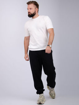 Джоггеры Тайлер 2 чёрные, футер 2-х нитка начес - Малина фото 5