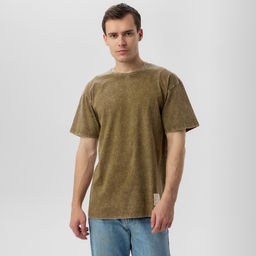 Футболка мужская MIST из вареного хлопка, зеленый, р-р XL