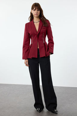 TRENDYOLMILLA Siyah Fermuar Detayl? Dokuma Blazer Ceket TWOAW25BC00010  фото 2