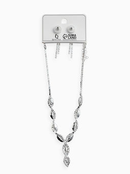 Набор 2 пред-а: серьги, колье "Вечерний шик" лепестки, цвет бело-небесно-голубой в серебре   1093745