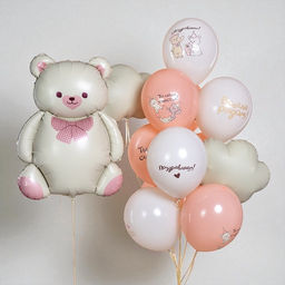 Цена за 2 шт. Воздушный шар фольгированный 35" «Мишка с бантом», матовый