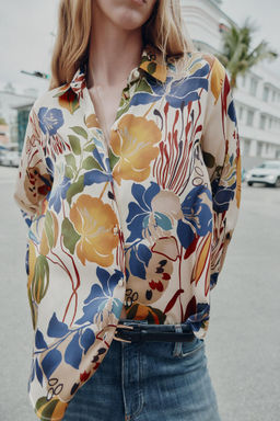 PRINTED SATIN BLOUSE - Zara фото 5
