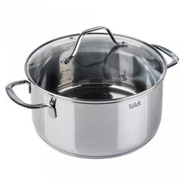 Кастрюля из нержавеющей стали Элиас 2л, д18см, h9см, s0,6мм, дно s2,8мм, стеклянная жаропрочная крышка, стальной обод, пароотвод, капсулированное дно, полировка внешняя - зеркальная, внутренняя - зеркальная, мерная шкала, цветная коробка, TalleR - Домашняя мода фото 2