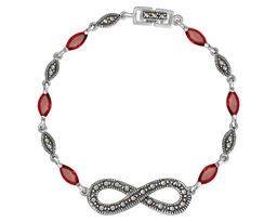 Браслет, марказит , синт.рубин, SL-AGA230